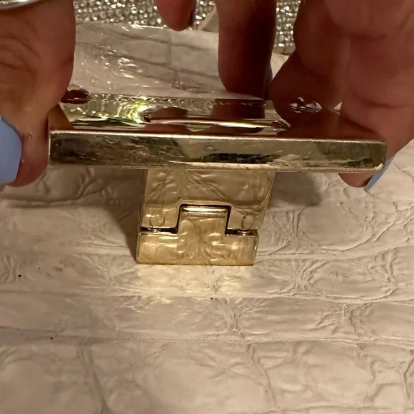 JIMMY CHOO Authentic Ivory Rhea Leather Croc Luxe Handbag - Picture 6 of 16